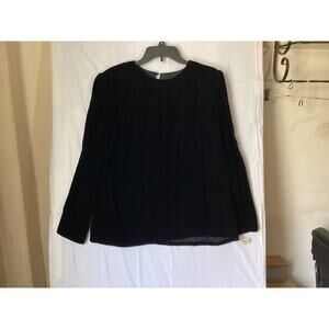 0002 NWT Albert Paul Black Velvet Blouse Padded Shoulders Size 14